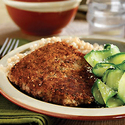 Parmesan-Crusted Cubed Steaks with Zucchini Ribbons